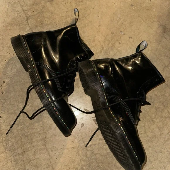 Dr. Martens Jadon HI Rainbow Patent Boots in Black - Picture 3 of 7